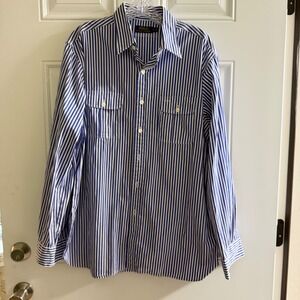 Polo Ralph Lauren, Lg, Blue/White Stripes, Lg sleeve